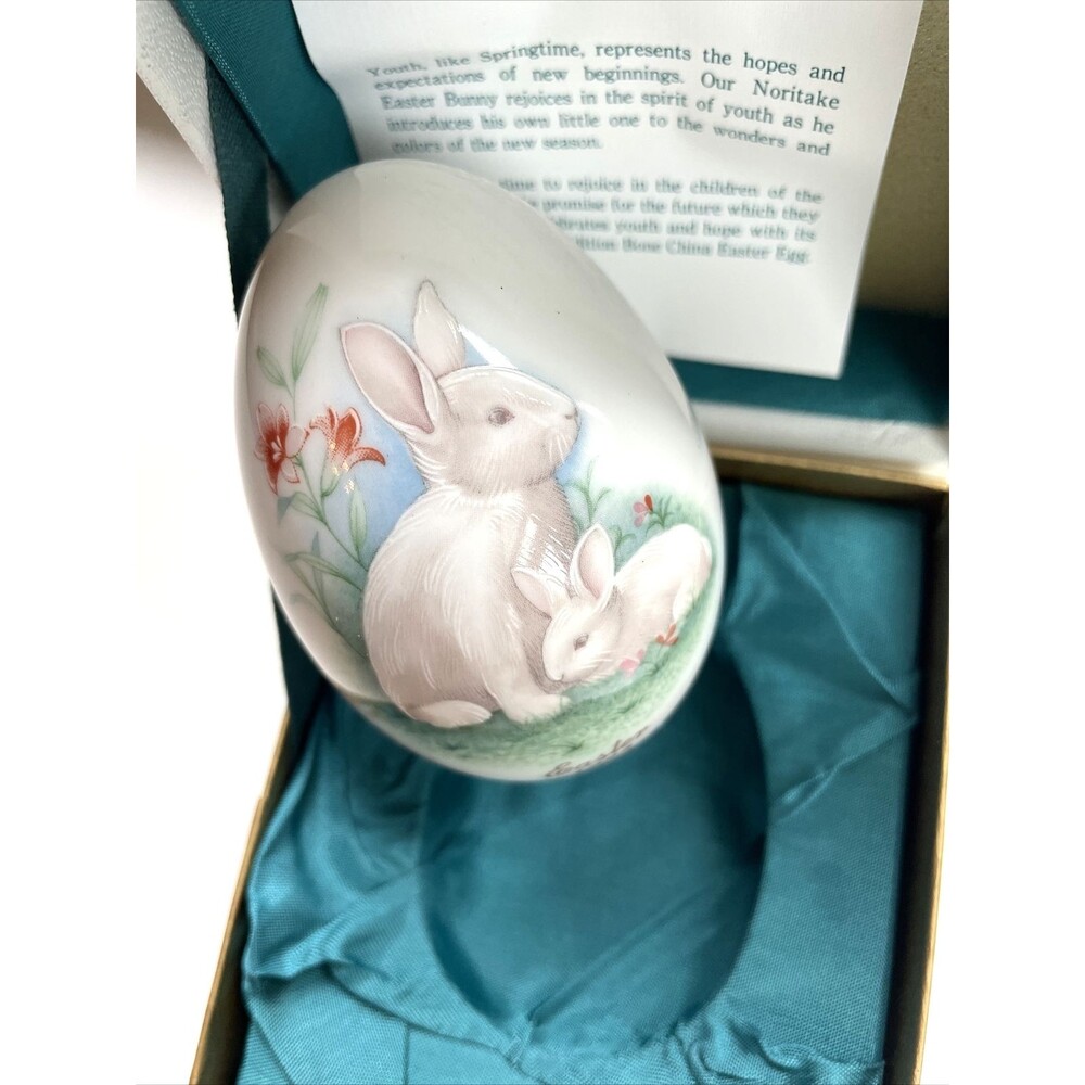 Nortaki Rabbit Collectible Porcelain Bunny Egg Lily